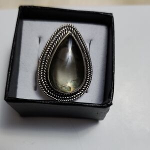 Brand New Sterling Silver 925 Lemon Citrine Teardrop Ring